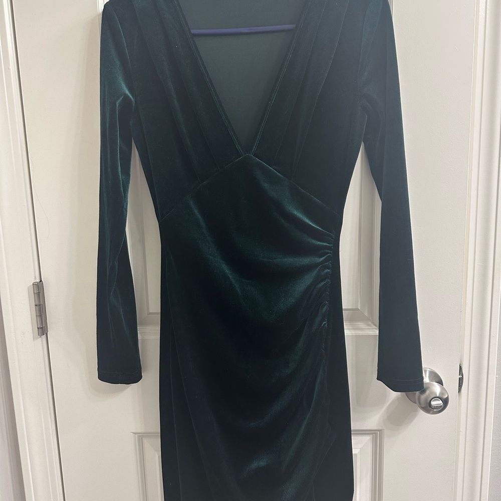 Green Velvet Dress - Picture 3 of 3